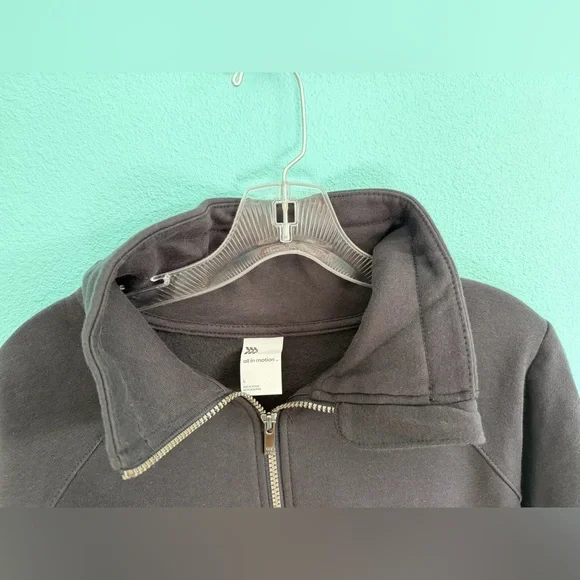 SOLD - All In Motion 1/2 Zip Pullover Sweatshirt, Black - Picture 2 of 5